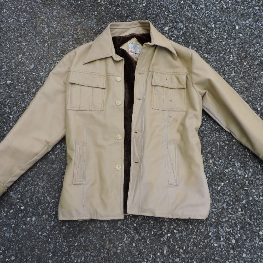 Vintage Madison soft vinyl  jacket coat mens large